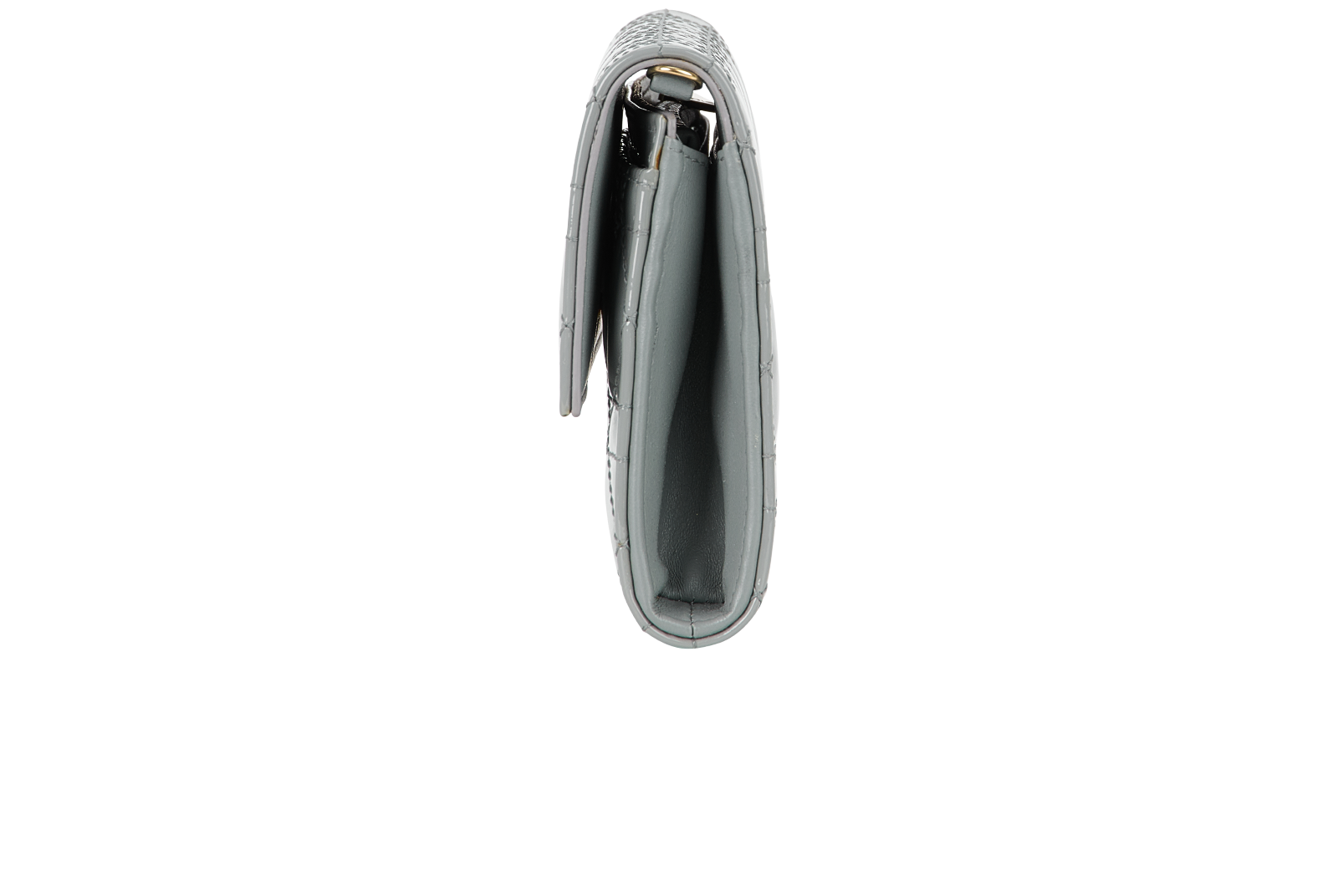 Lady Dior Wallet On Chain, &pound;750, Handbags, Grey, Patent Leather, Bottom view